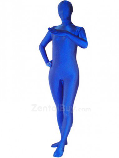 Unicolor Blue Lycra Spandex lycra  Zentai Suit