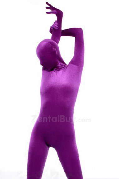Purple Cotton Lycra Unisex Catsuit Party