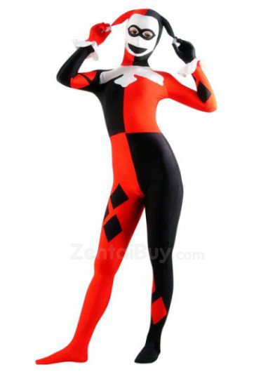 Red And Black Lycra Spandex lycra Joker Zentai Suit