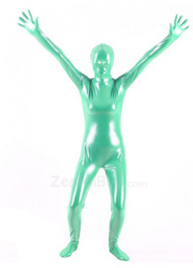 Quality Green Silver Dot PVC Breathable Unisex  Zentai