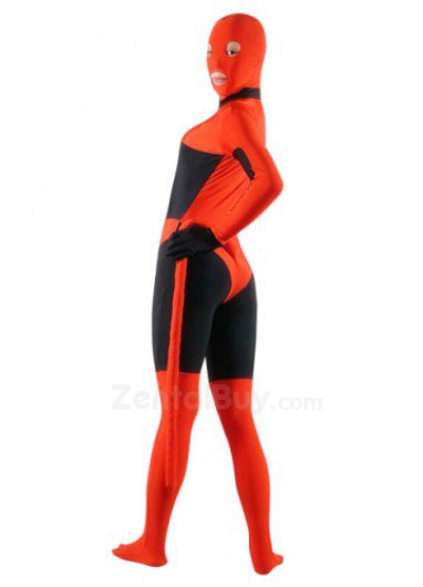 Red And Black Lycra Spandex lycra Zentai Suit