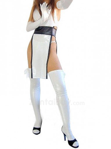 Perfect Top White Shiny Catsuit Metallic Party Catsuit Sexy Costume