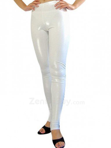 White Shiny Catsuit Metallic Party Catsuit Sexy Trousers
