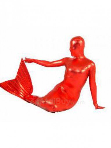 Top Red Shiny Catsuit Metallic Party Catsuit Unisex Suit