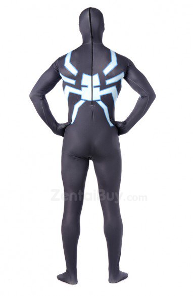 Black Fluorescence Spiderman Super Hero Fullbody Zentai Spandex lycra Halloween Unisex Lycra Morph lycra Zentai Suit