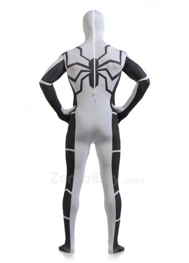 White and Black Spiderman Super Hero Halloween Fullbody Zentai Spandex lycra Holiday Party Unisex Lycra Morph lycra Zentai Suit