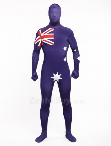 Australia National Flag Fullbody Zentai Halloween Spandex lycra Holiday Party Unisex Cosplay Zentai Suit