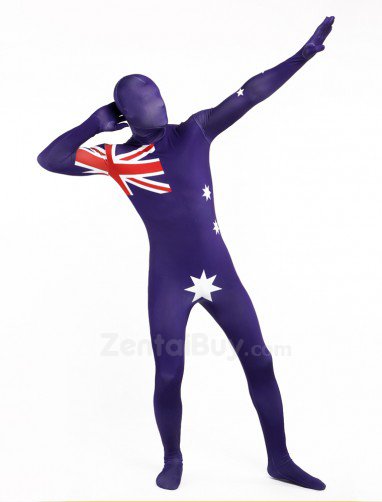 Australia National Flag Fullbody Zentai Halloween Spandex lycra Holiday Party Unisex Cosplay Zentai Suit
