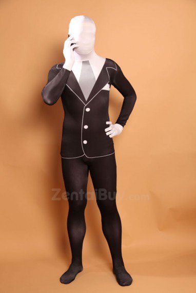 Men\'s Black and White Halloween Fullbody Zentai Spandex lycra Holiday Party Unisex Lycra Morph lycra Zentai Suit