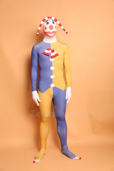 Mixed Color Clown Fullbody Zentai Halloween Spandex lycra Holiday Party Unisex Cosplay Zentai Suit