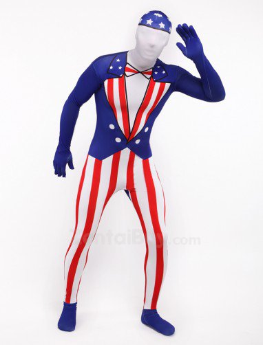 Usa National Flag Fullbody Zentai Halloween Spandex lycra Holiday Party Unisex Cosplay Zentai Suit