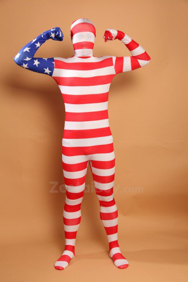 Usa National Flag Stripe Fullbody Zentai Halloween Spandex lycra Holiday Party Unisex Cosplay Zentai Suit