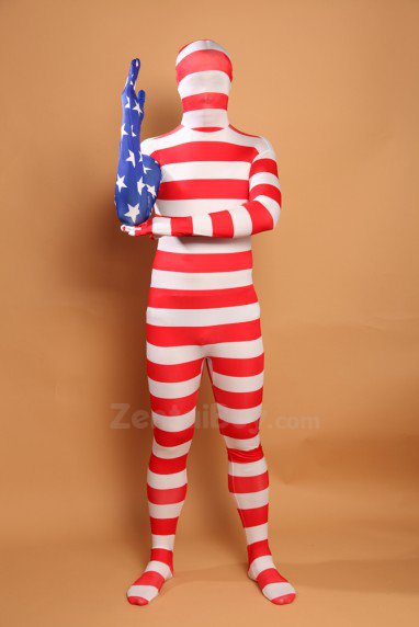Usa National Flag Stripe Fullbody Zentai Halloween Spandex lycra Holiday Party Unisex Cosplay Zentai Suit