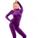 Purple Cotton Lycra Unisex Catsuit Party