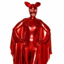 Supply Red Shiny Catsuit Metallic Party Catsuit Unisex Catsuit Party with Mask and Cape