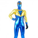 Supply Gold And Blue Shiny Catsuit Metallic Party Catsuit Super Hero Zentai Suit