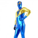 Gold And Blue Shiny Catsuit Metallic Party Catsuit Super Hero Zentai Suit