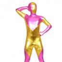 Supply Pink And Gold Shiny Catsuit Metallic Party Catsuit Zentai Suit