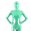 Quality Green Silver Dot PVC Breathable Unisex  Zentai