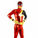 Red and Black Shiny Catsuit Metallic Party Catsuit  Super Hero Unisex Catsuit Party