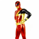 Red and Black Shiny Catsuit Metallic Party Catsuit  Super Hero Unisex Catsuit Party