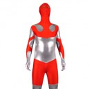 Supply Silver And Red Shinny Catsuit Metallic Party Catsuit Lycra Spandex lycra Zentai Suit