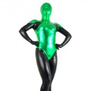 Supply Black And Green Shiny Catsuit Metallic Party Catsuit Zentai Suit