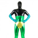 Supply Black Green Blue And Gold Shiny Catsuit Metallic Party Catsuit Zentai Suit