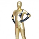 Supply Gold And Black Shiny Catsuit Metallic Party Catsuit Unisex Suit