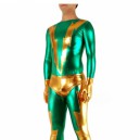 Green & Golden Shiny Catsuit Metallic Party Catsuit Zentai Suit