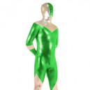 Supply Green And Silver Shiny Catsuit Metallic Party Catsuit Super Hero Zentai Suit