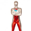 Supply Red And Silver Shiny Catsuit Metallic Party Catsuit Zentai Suit