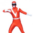 Supply Red And White Lycra Shiny Catsuit Metallic Party Catsuit Super Hero Zentai Suit
