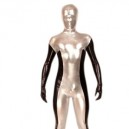 Supply Silver Black Shiny Catsuit Metallic Party Catsuit Zentai Suit