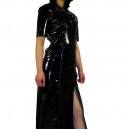 Supply Black Short Sleeves PVC Maxi Dress
