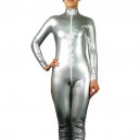 Supply Popular Silver PVC Front Open Unisex Catsuit Party