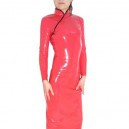 Supply Red Shiny PVC Cheong-Sam Gown