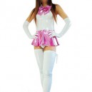 Supply Cool Shiny Catsuit Metallic Party Catsuit Bowknot Mini Skirt Suit