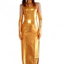 Suitable Top Gold Shiny Catsuit Metallic Party Catsuit Sexy Dress