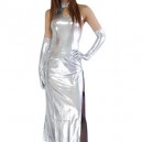 Supply Unusual Silver Shiny Catsuit Metallic Party Catsuit Sexy Dress
