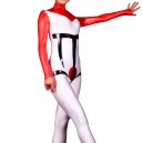 Supply Shiny Catsuit Metallic Party Catsuit White with Red Unisex Catsuit Party