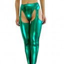 Supply Green Shiny Catsuit Metallic Party Catsuit Sexy Bumbum Costume(G-String&Bumbum Trousers)