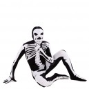 Black and White Skull Fullbody Zentai Halloween Spandex lycra Holiday Party Unisex Cosplay Zentai Suit