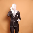 Men's Black and White Halloween Fullbody Zentai Spandex lycra Holiday Party Unisex Lycra Morph lycra Zentai Suit
