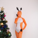 Supply Orange Reindeer Fullbody Zentai Christmas Costume Spandex lycra Holiday Party Unisex Cosplay Zentai Suit