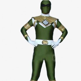 Green And White Shiny Catsuit Metallic Party Catsuit Zentai Suit