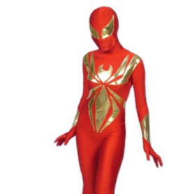 Red And Gold Lycra Spandex lycra Super Hero Zentai Suit