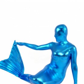 Blue Shiny Catsuit Metallic Party Catsuit Mermaid Suit
