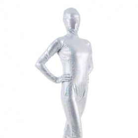 Quality White Shiny Catsuit Metallic Party Catsuit Unisex Breathable Zentai