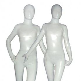White Cream Shiny Catsuit Metallic Party Catsuit Unisex Suit